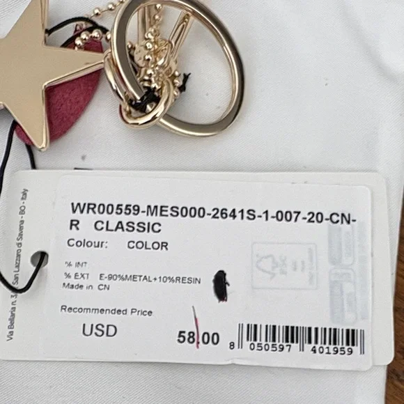 Furla Gold and Burgundy Star Key Holder Bag Charm - Picture 6 of 6